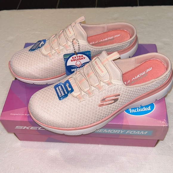 Skechers Swift Step Vegan Memory Foam Slip On Sneakers Coral size 7.5 New in Box - Picture 2 of 5